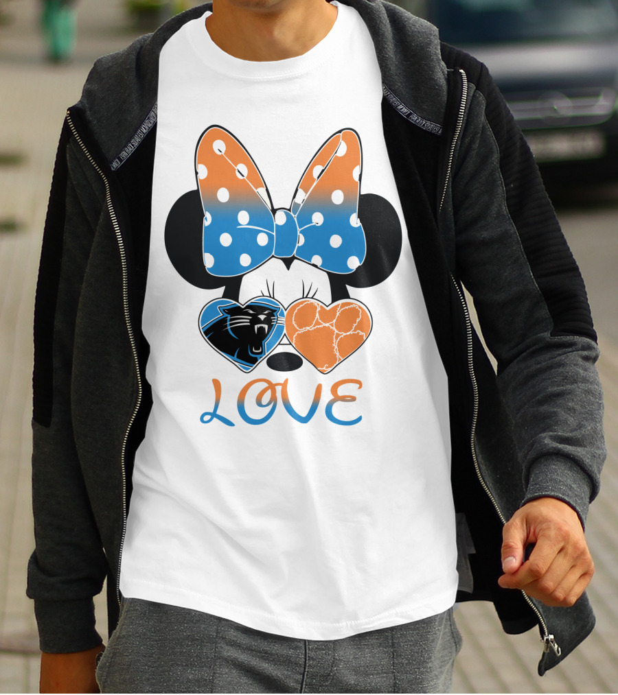 Minnie Mouse Bow Love Panthers Clemson Mix T-Shirt