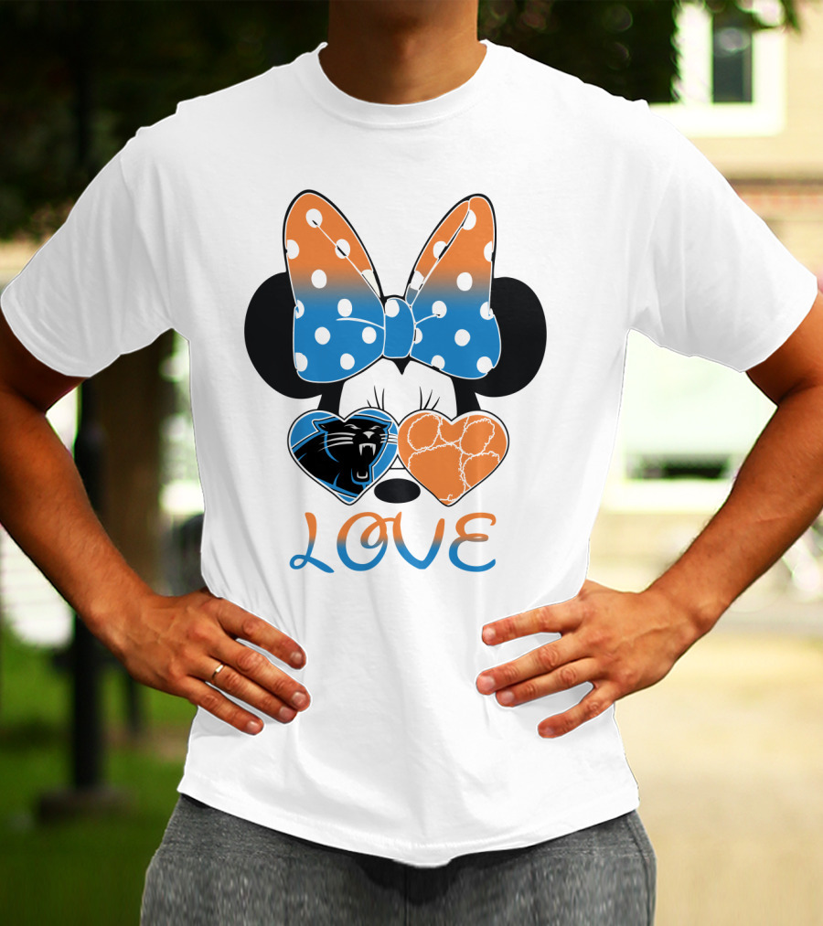 Minnie Mouse Bow Love Panthers Clemson Mix T-Shirt