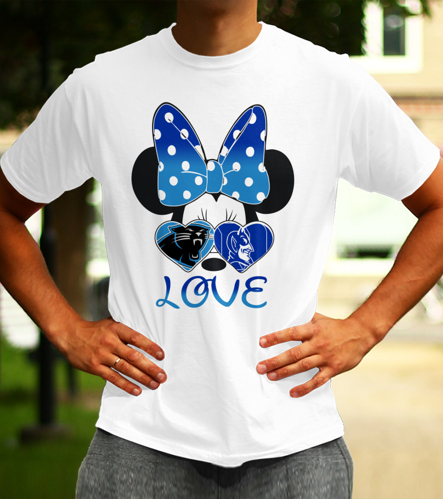 Love Carolina Panthers Duke Blue Devils Disney Bow T-Shirt
