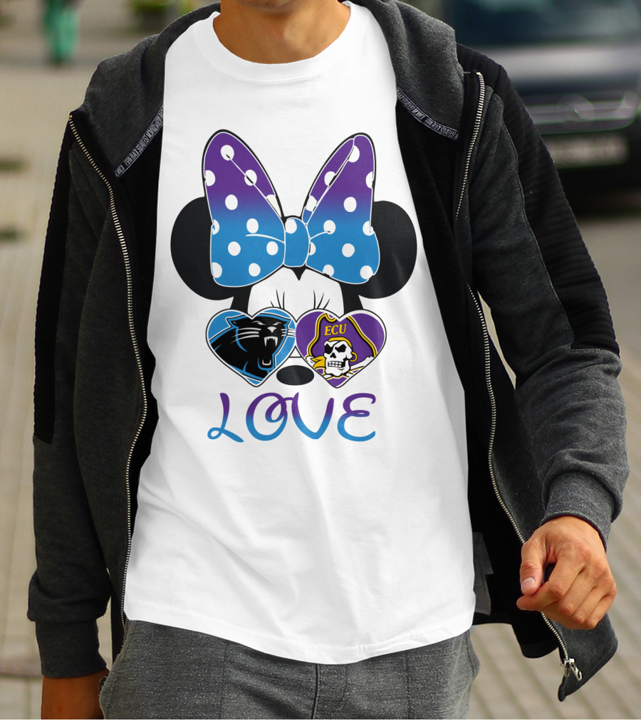 Love Panthers Ecu Pirates Minnie Bow T-Shirt