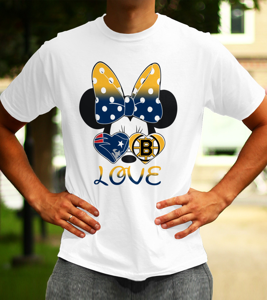 Mickey Mouse Patriots Bruins Love T-Shirt