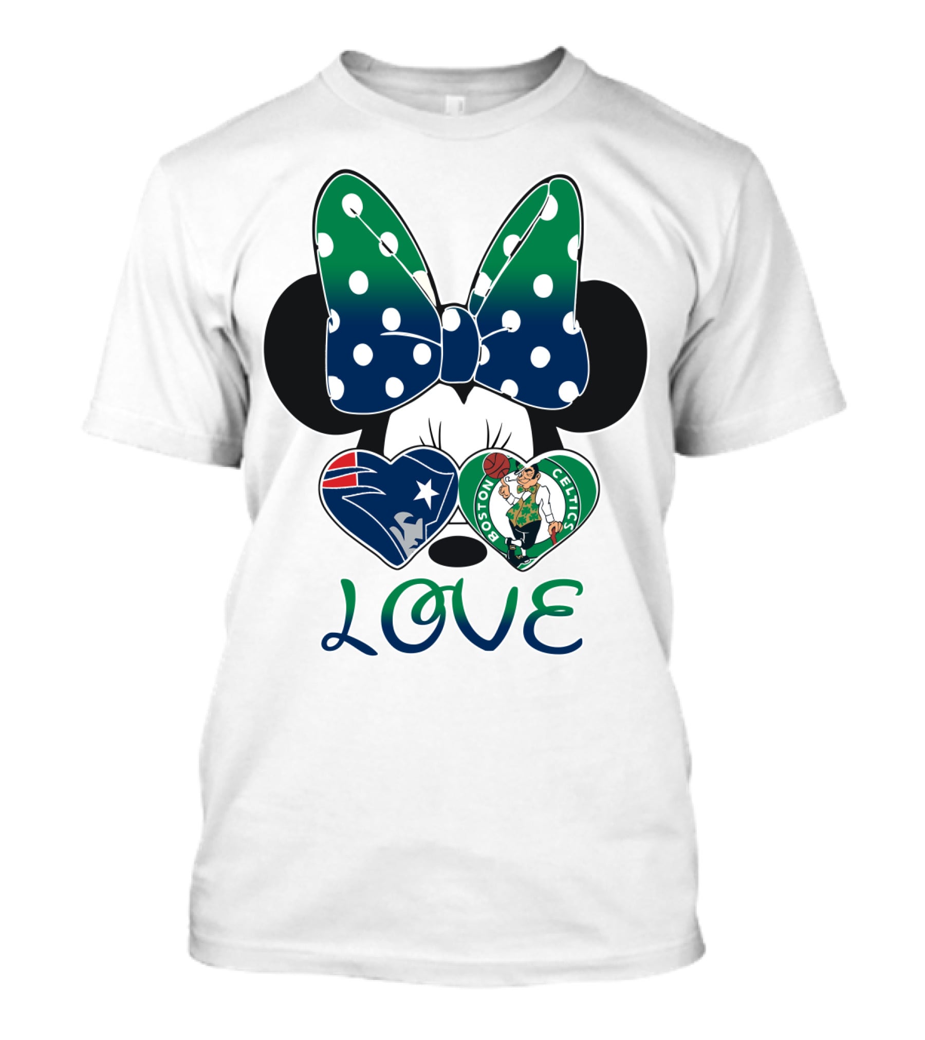 Love Minnie Bow Patriots Celtics T-Shirt