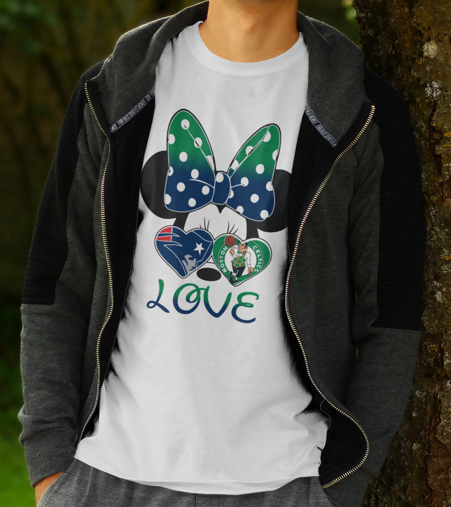 Love Minnie Bow Patriots Celtics T-Shirt