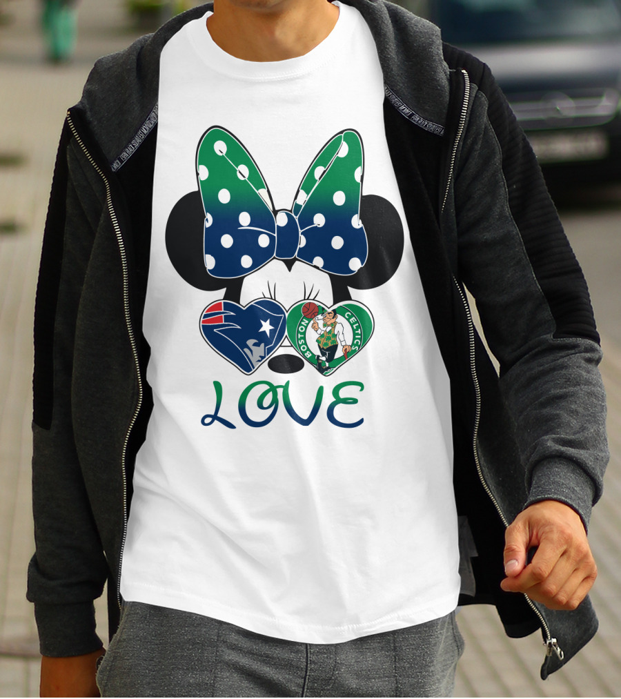 Love Minnie Bow Patriots Celtics T-Shirt