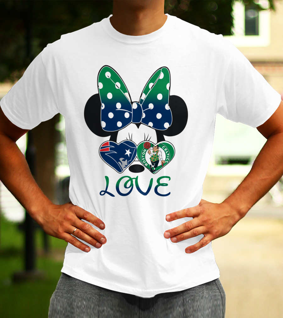 Love Minnie Bow Patriots Celtics T-Shirt