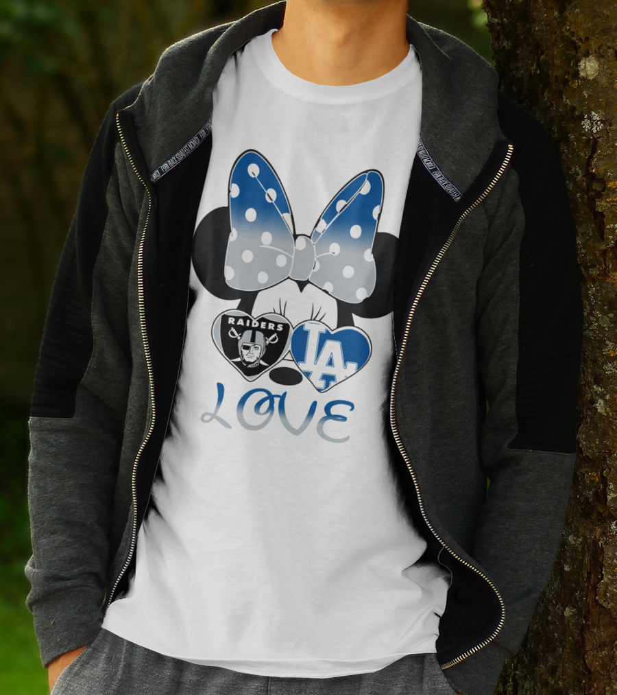 Minnie Mouse Love Raiders La Dodgers Bow Hearts T-Shirt
