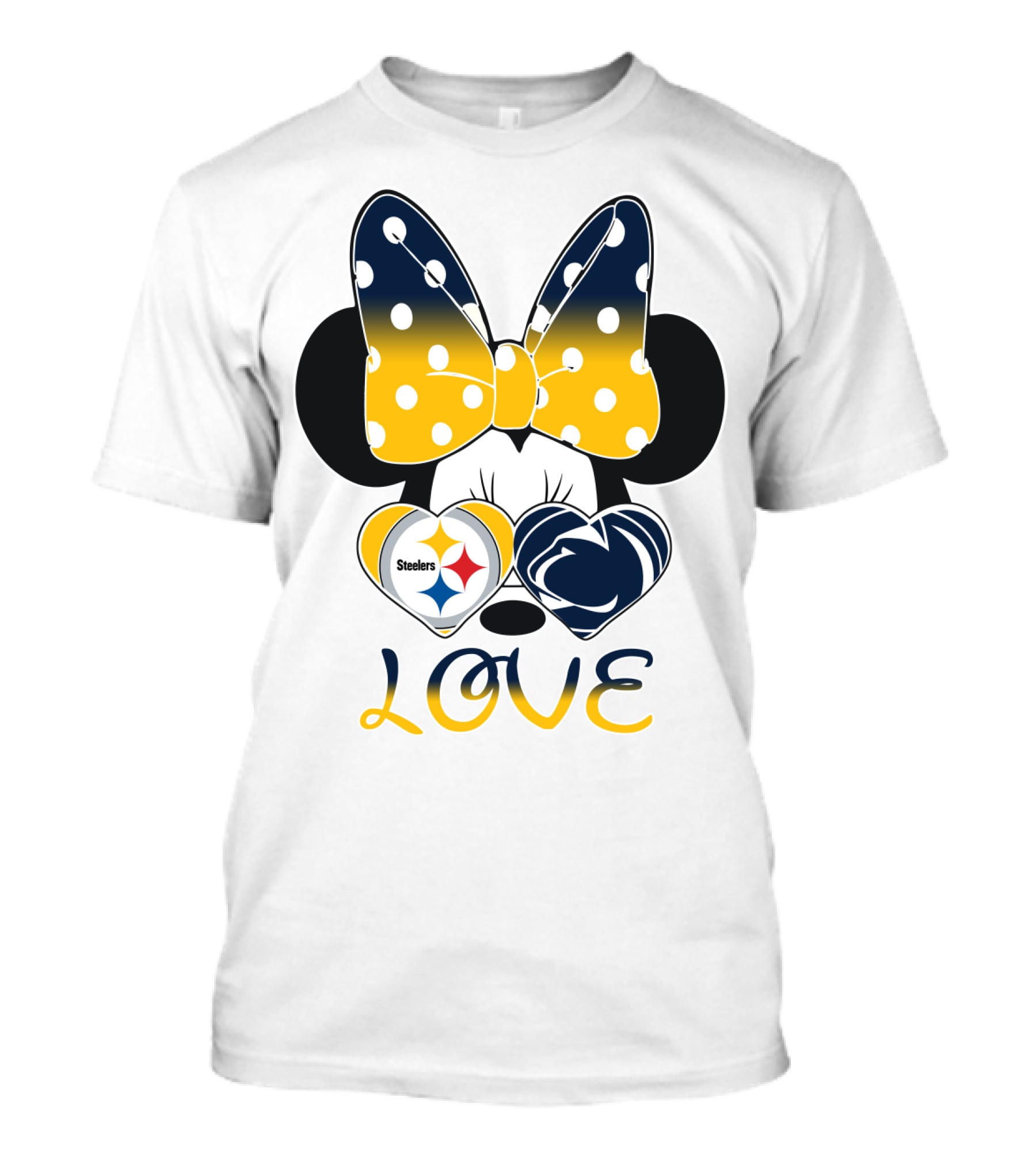 Minnie Mouse Steelers Love Bow Polka Dots T-Shirt