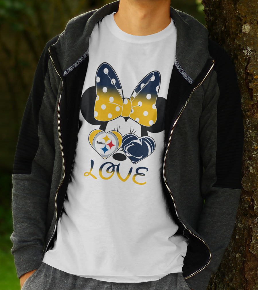 Minnie Mouse Steelers Love Bow Polka Dots T-Shirt