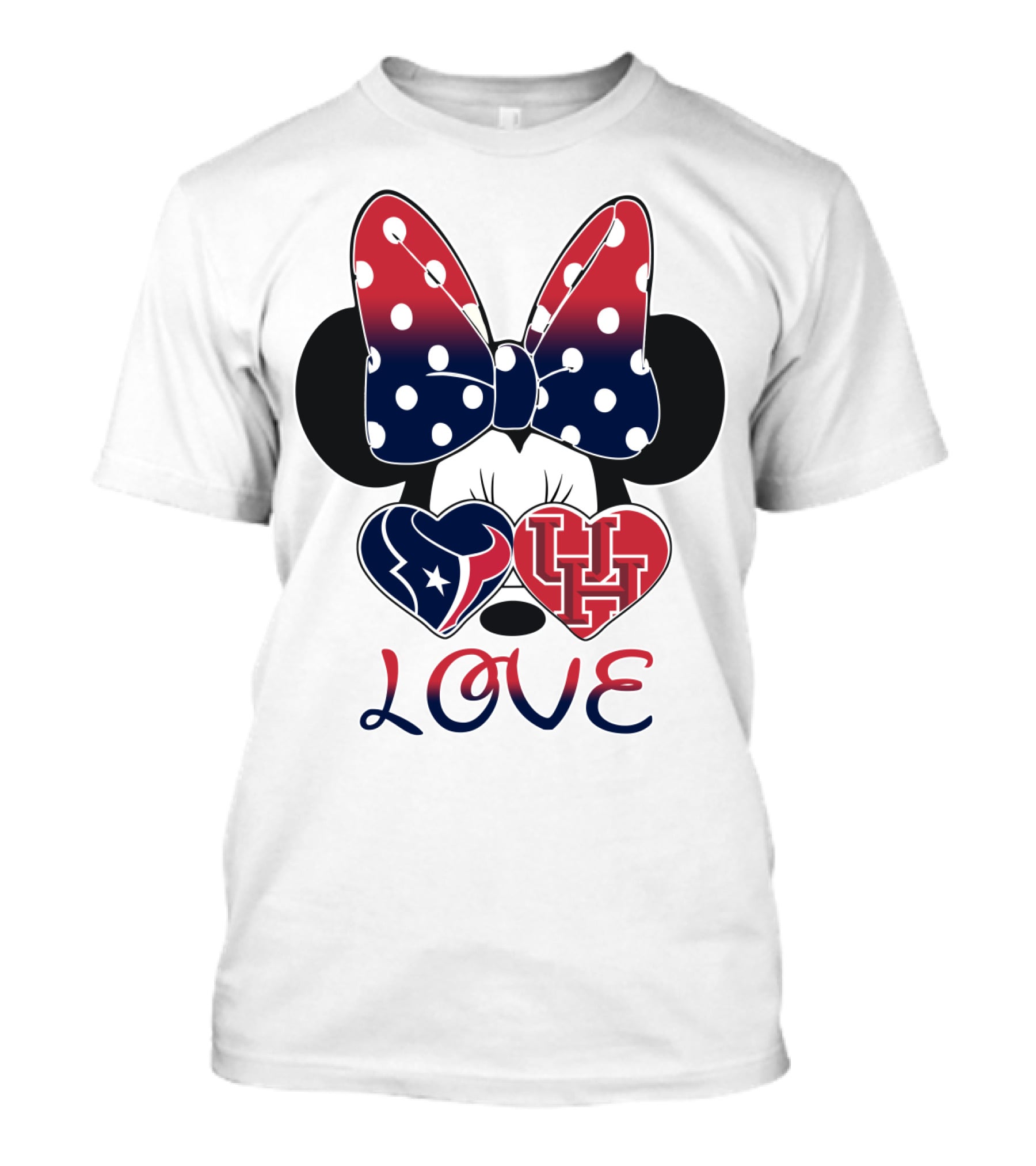 Love Minnie Houston Texans Uh Bow Hearts T-Shirt