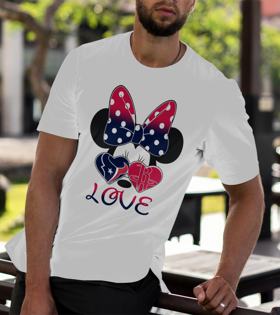 Love Minnie Mouse Houston Texans Rockets Hearts T-Shirt