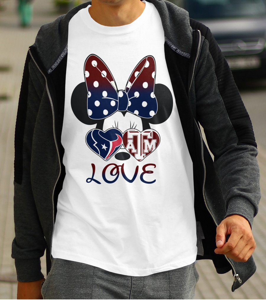 Minnie Bow Texans Love A&M Hearts T-Shirt