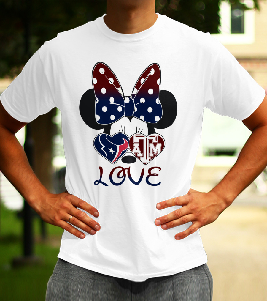 Minnie Bow Texans Love A&M Hearts T-Shirt