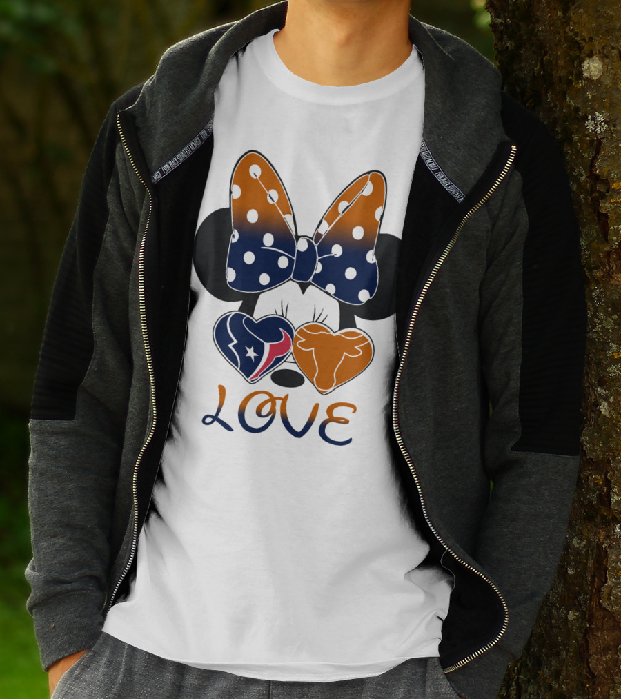 Love Texas Houston Football Minnie Ears Bow T-Shirt