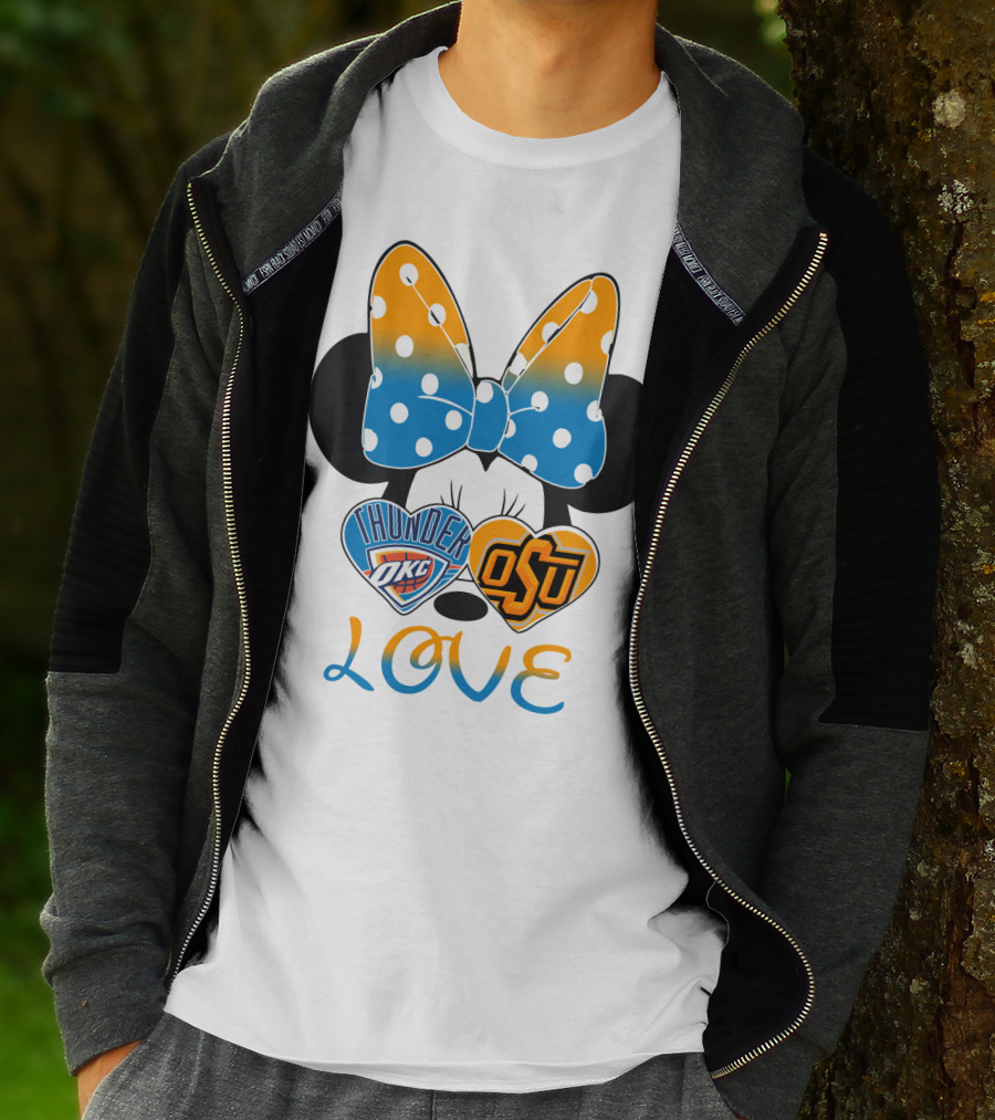 Okc Thunder Osu Love Minnie Bow Hearts T-Shirt