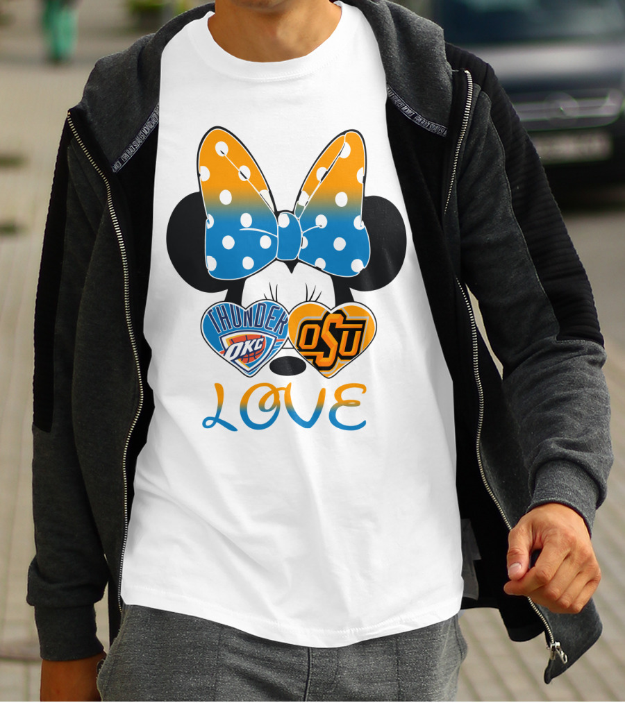 Okc Thunder Osu Love Minnie Bow Hearts T-Shirt