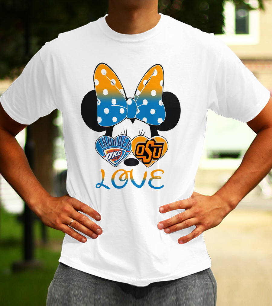Okc Thunder Osu Love Minnie Bow Hearts T-Shirt