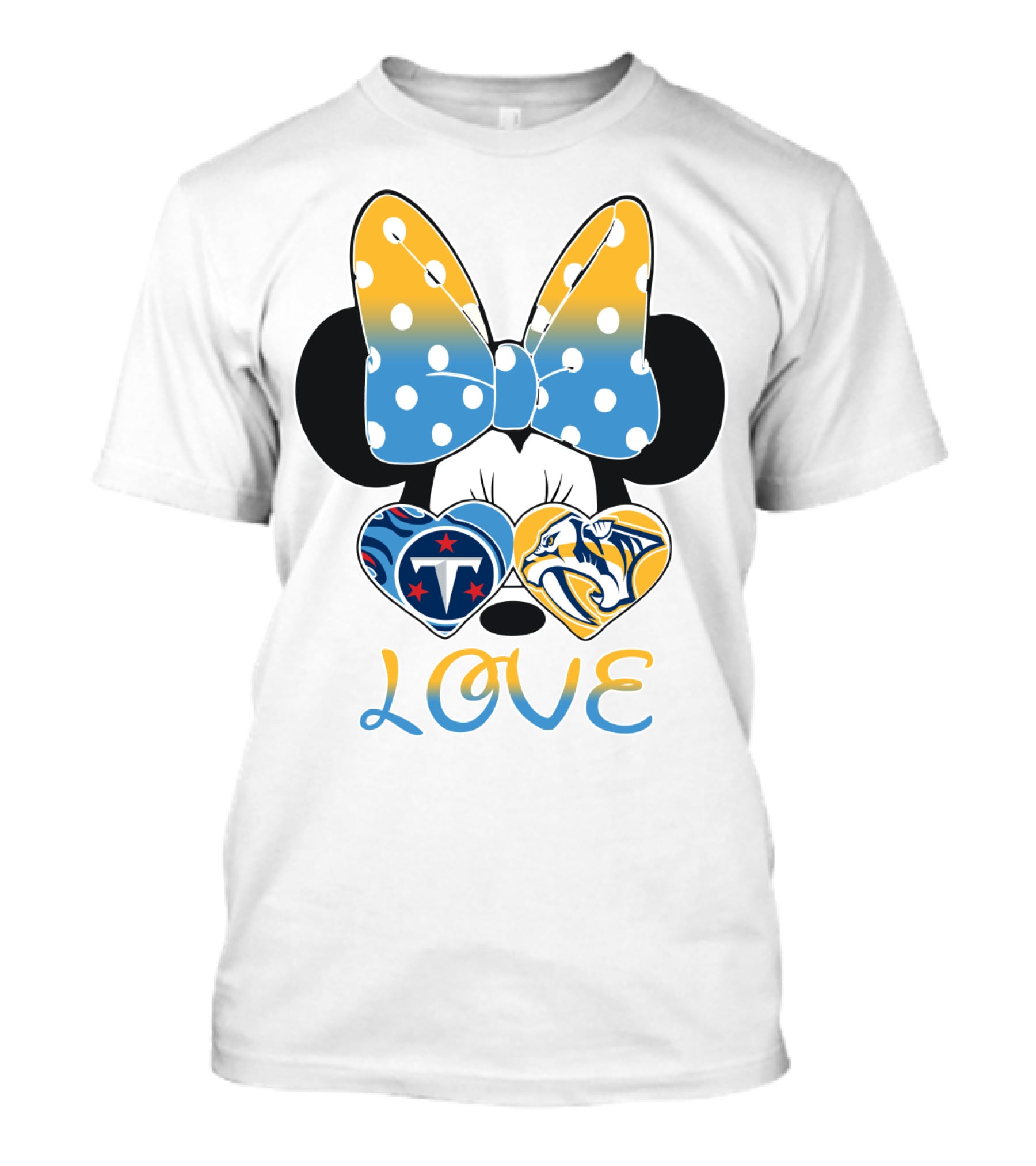 Love Minnie Ears Tennessee Titans Predators Hearts T-Shirt