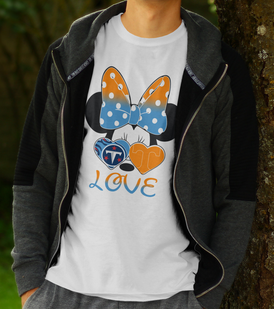 Minnie Mouse Love Tennessee Titans Hearts T-Shirt
