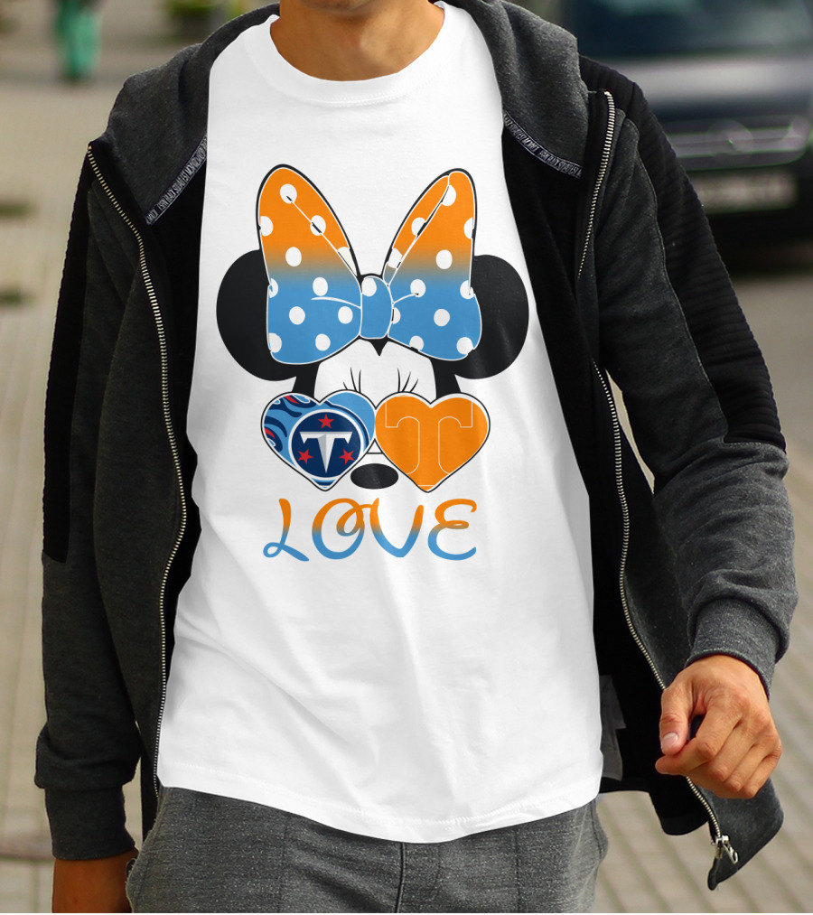 Minnie Mouse Love Tennessee Titans Hearts T-Shirt
