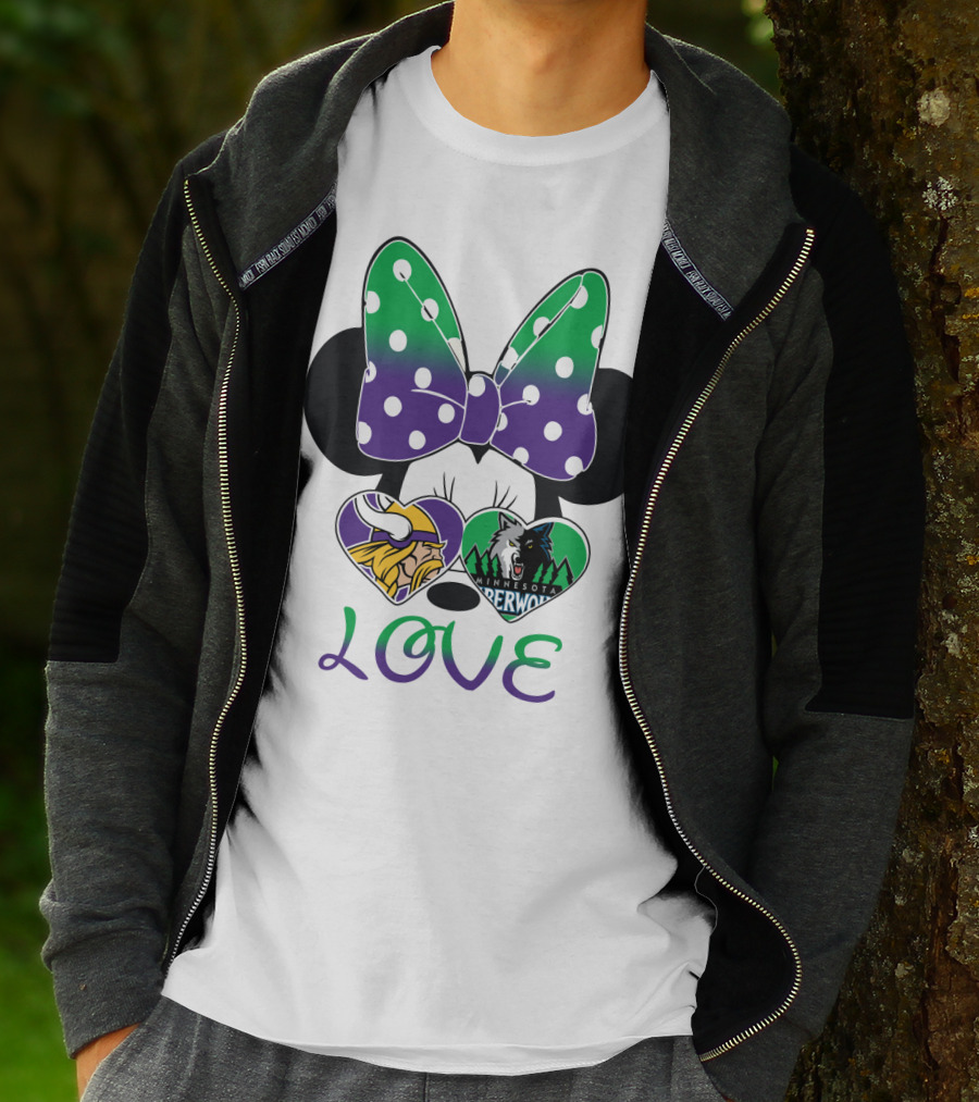 Minnesota Vikings Timberwolves Love With Bow T-Shirt