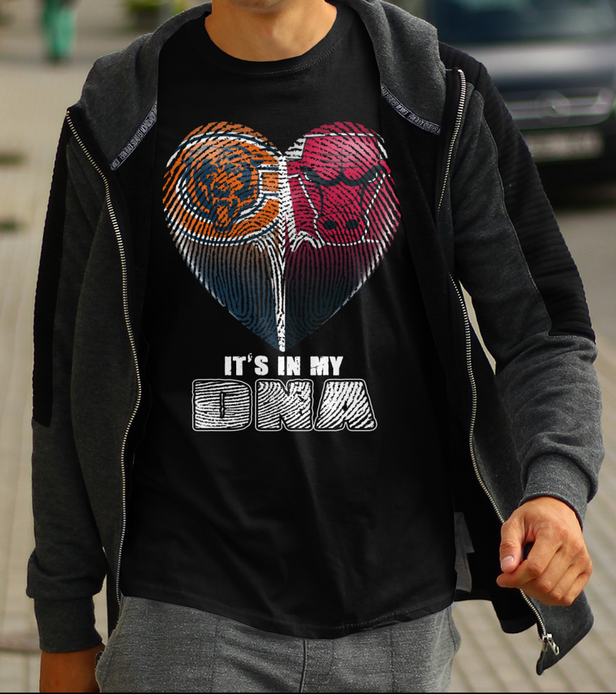 It's In My Dna Bears Bulls Heart Fingerprint 007 T-Shirt