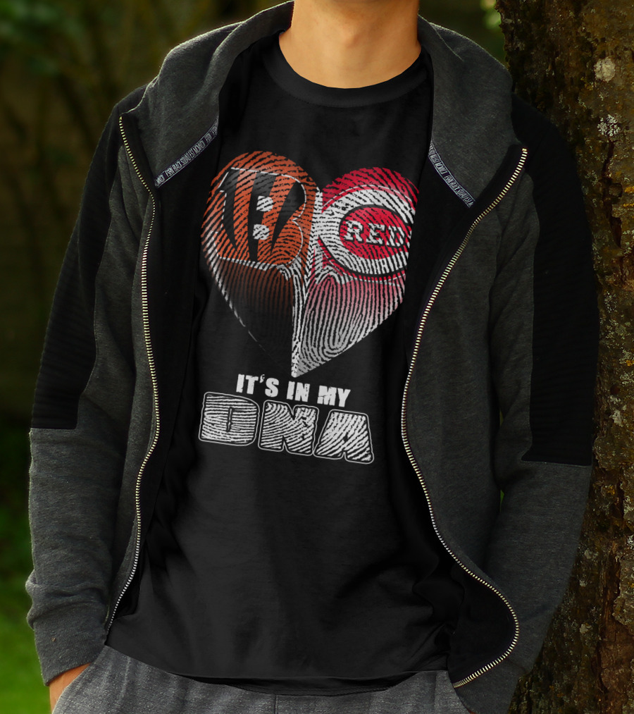 Cincinnati Bengals Reds Fan Heart It's In My Dna T-Shirt