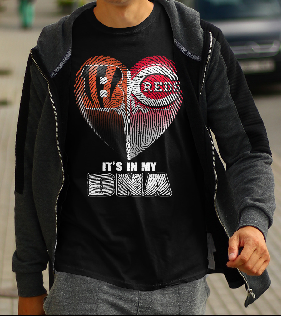 Cincinnati Bengals Reds Fan Heart It's In My Dna T-Shirt