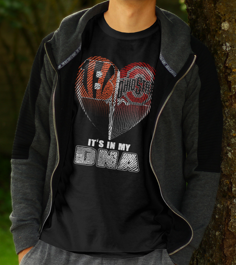 Bengals Ohio State It's In My Dna Heart Fingerprint T-Shirt
