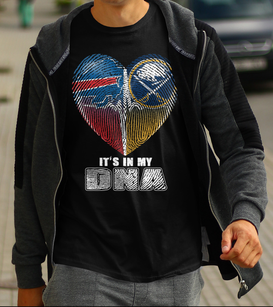 Buffalo Sabres It's In My Dna Heart Fingerprint T-Shirt