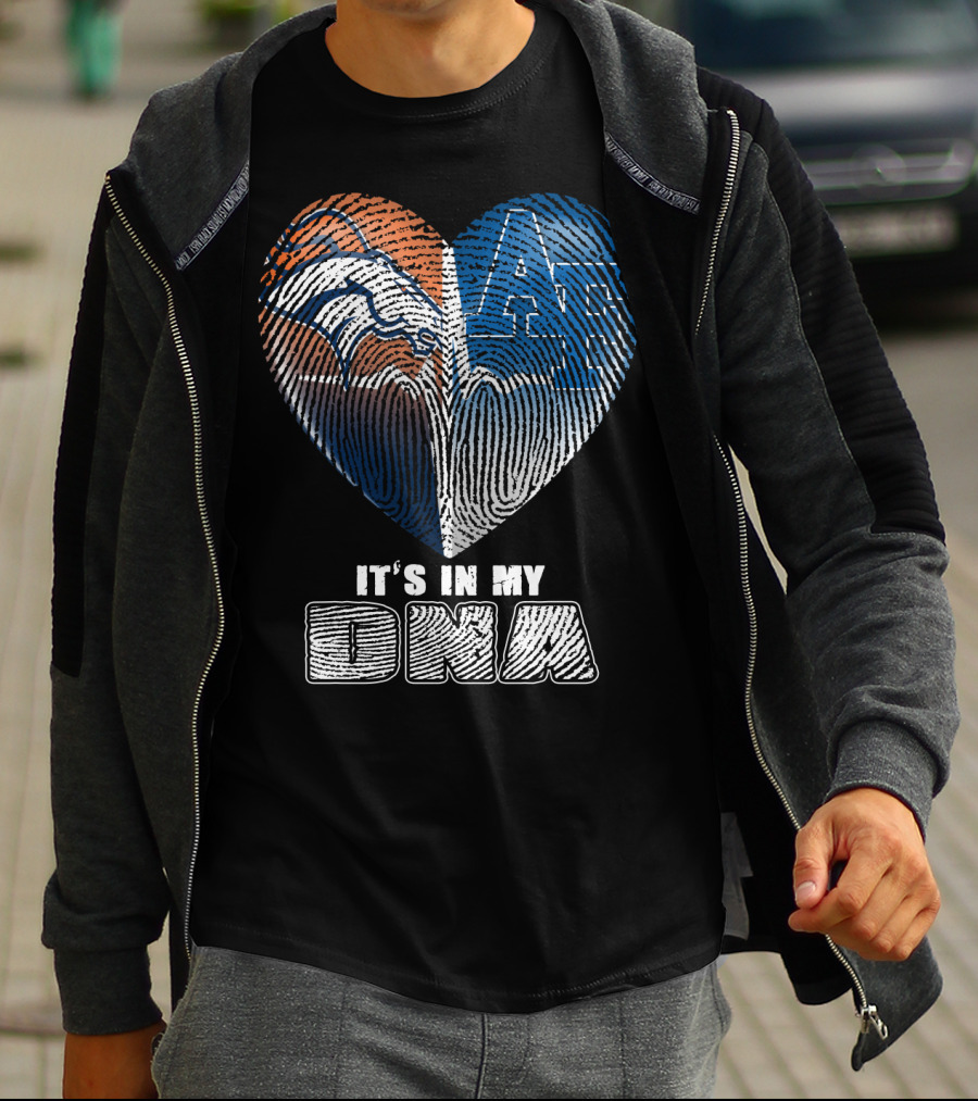 It's In My Dna Broncos Air Force Heart Fingerprint T-Shirt