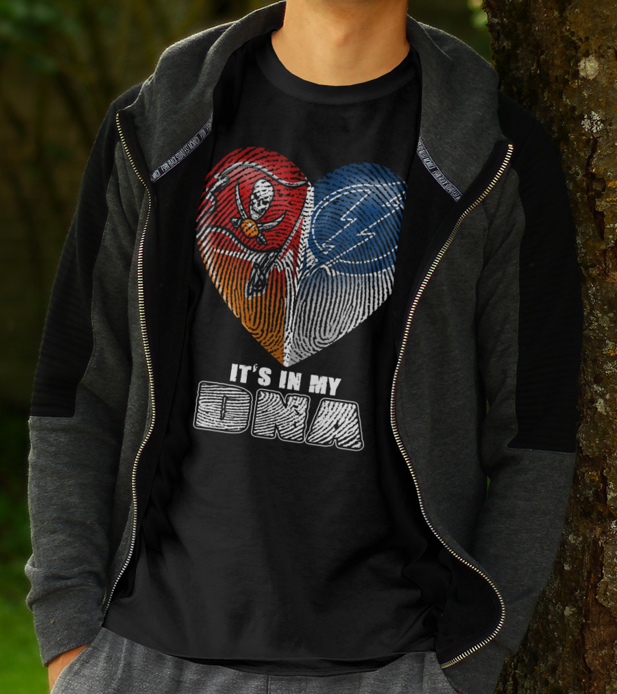 It's In My Dna Buccaneers Lightning Heart Fingerprint T-Shirt