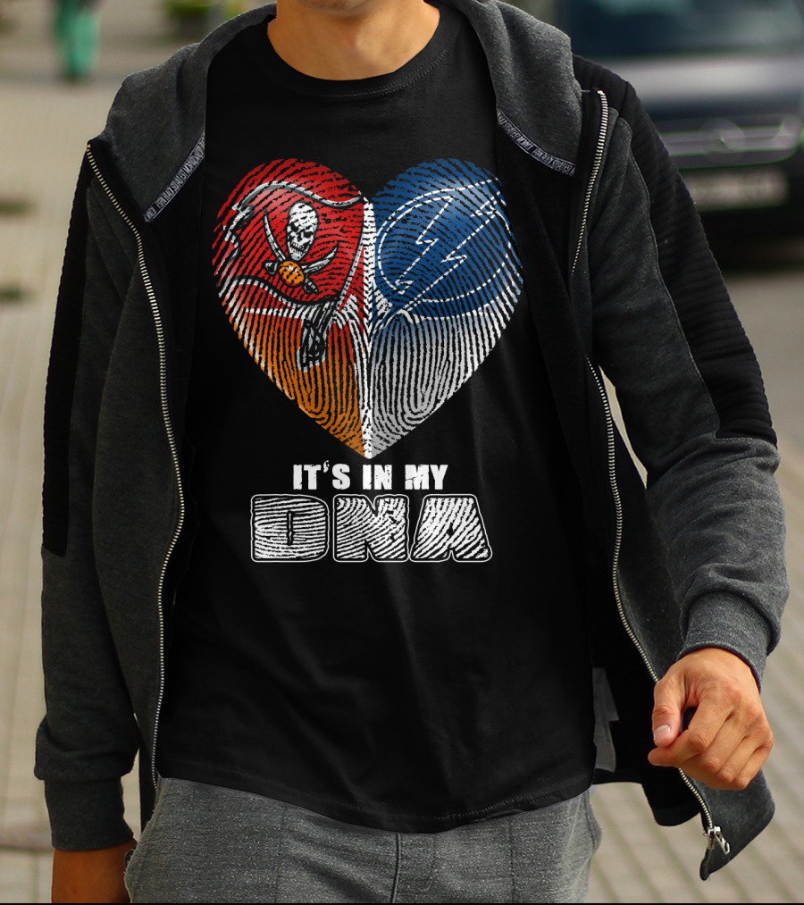 It's In My Dna Buccaneers Lightning Heart Fingerprint T-Shirt