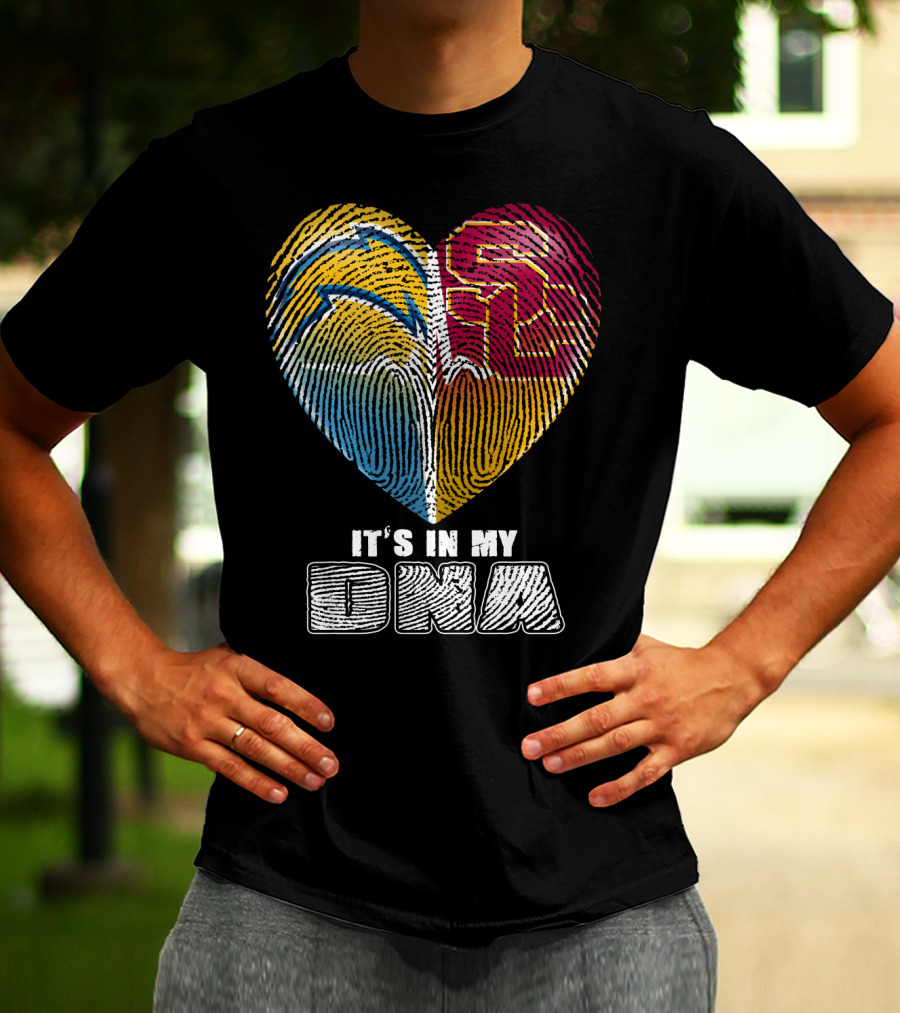 It's In My Dna Chargers Usc Fingerprint Heart T-Shirt