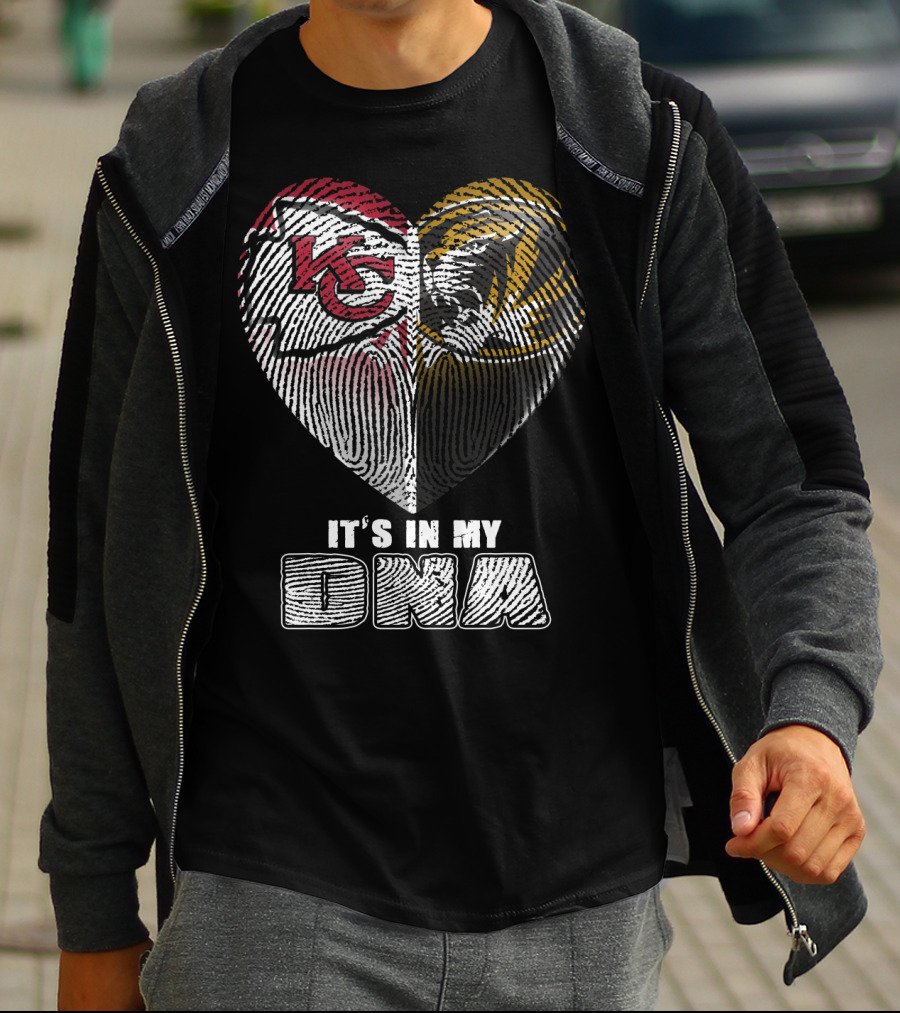 It's In My Dna Kc Chiefs Heartprint Tigers Fan Pride T-Shirt