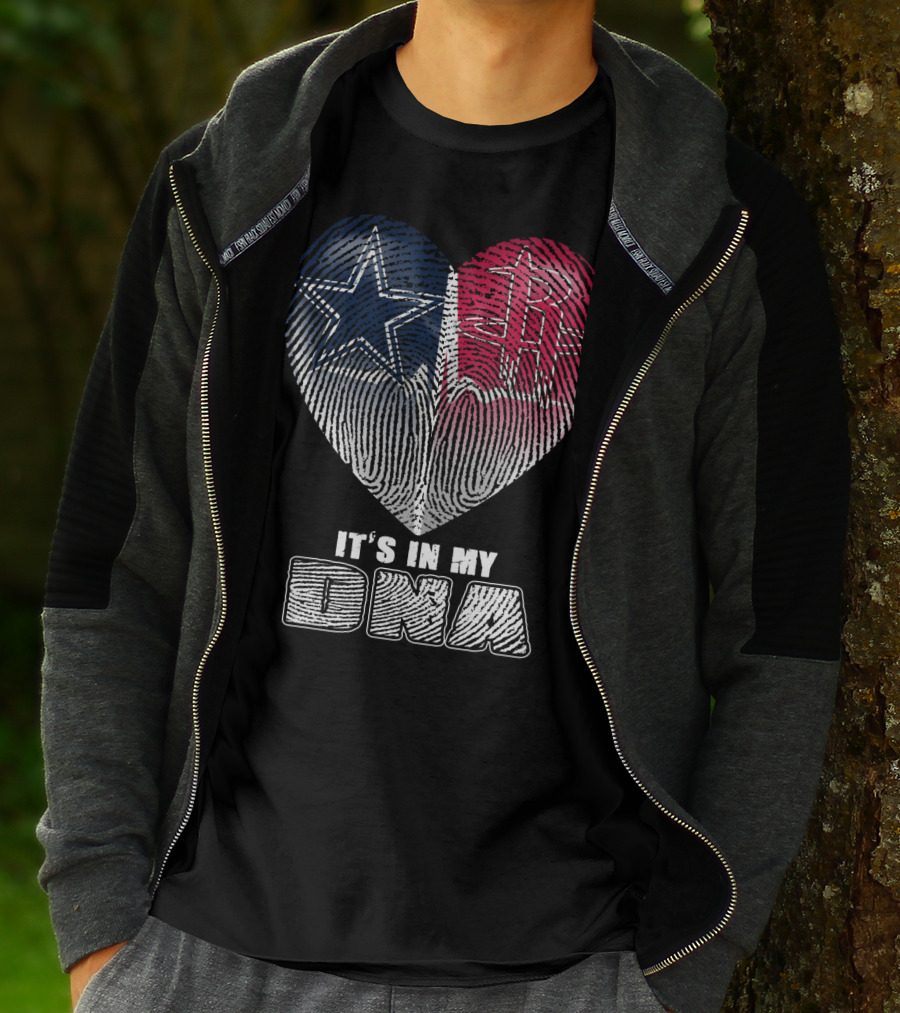 It's In My Dna Dallas Houston Heart Fingerprint T-Shirt