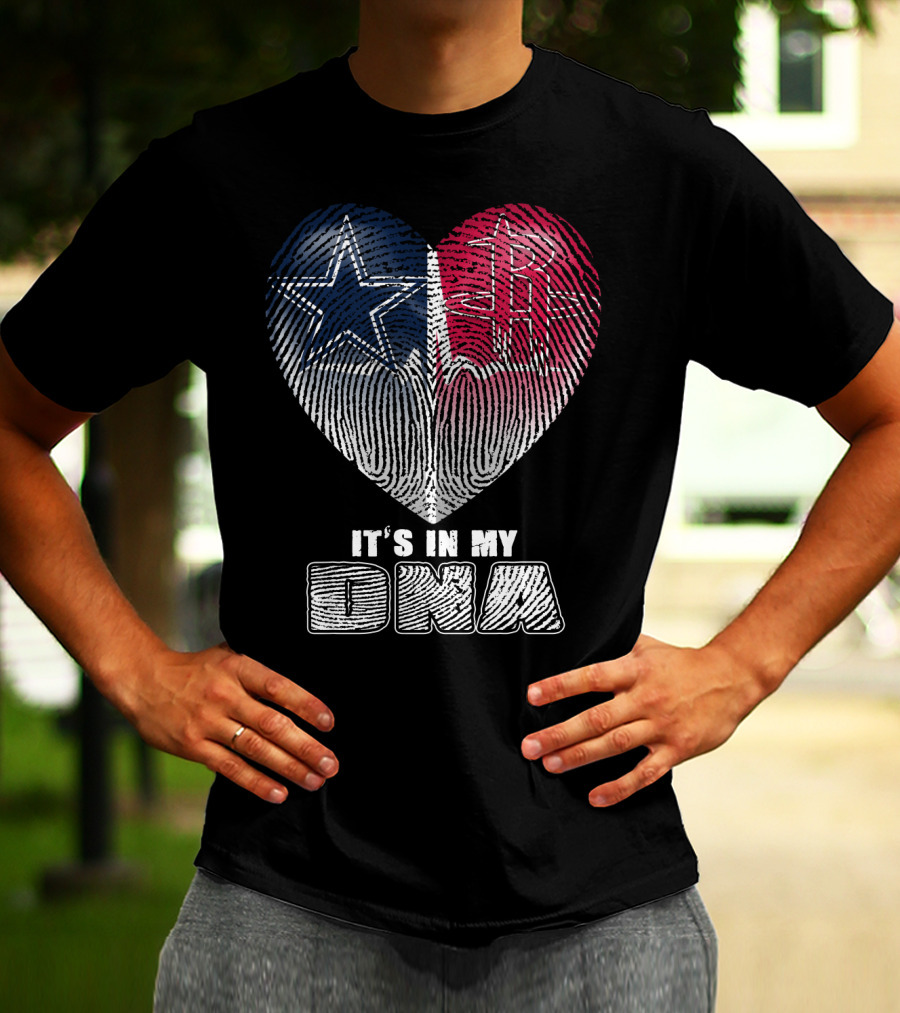It's In My Dna Dallas Houston Heart Fingerprint T-Shirt
