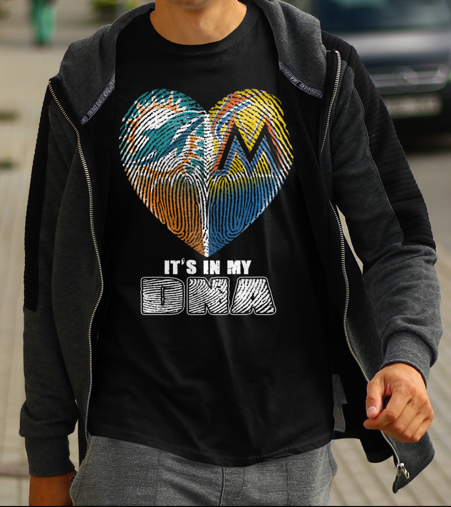 Miami Dolphins Marlins Heart It's In My Dna T-Shirt