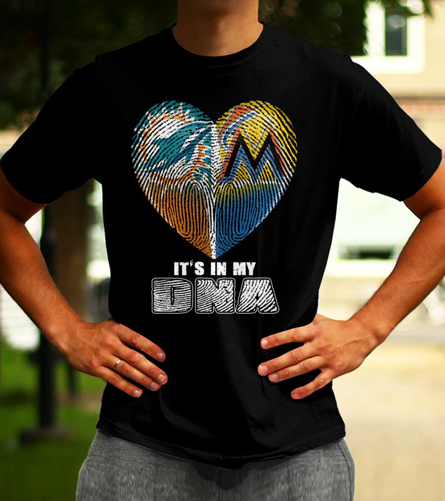 Miami Dolphins Marlins Heart It's In My Dna T-Shirt