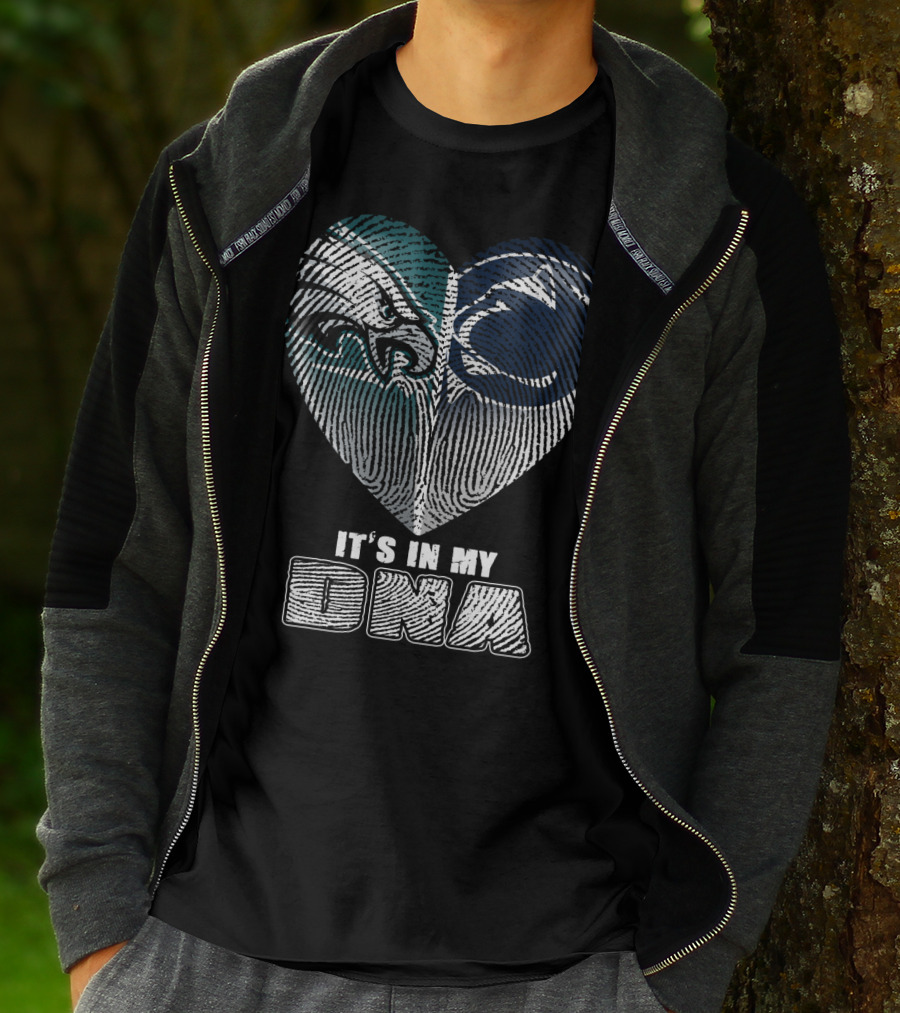 It's In My Dna Eagles Penn State Heart Fingerprint T-Shirt