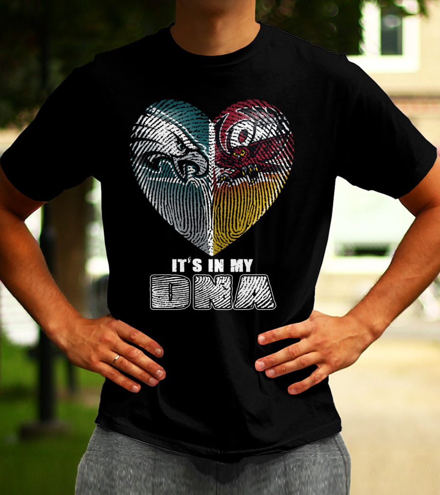 It's In My Dna Eagles Hurricanes Heart Fingerprint T-Shirt