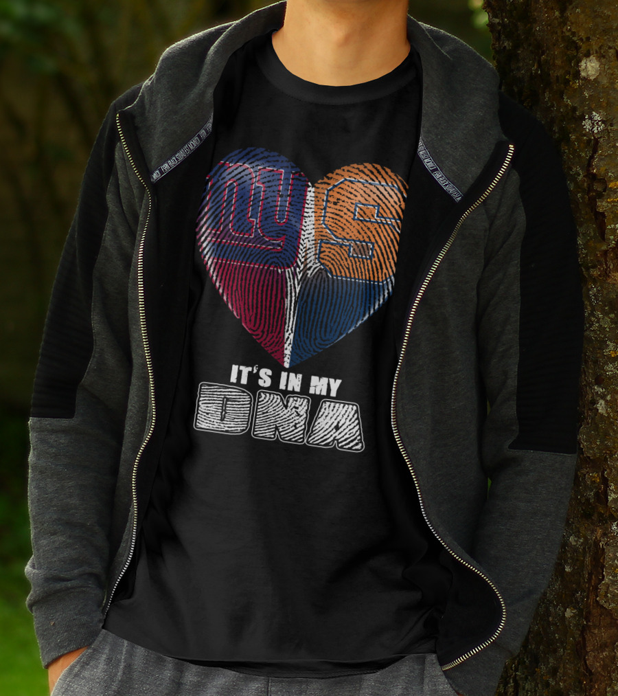 It's In My Dna New York Giants Syracuse Football Heart Fingerprint T-Shirt