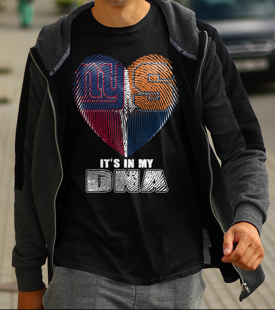 It's In My Dna New York Giants Syracuse Football Heart Fingerprint T-Shirt