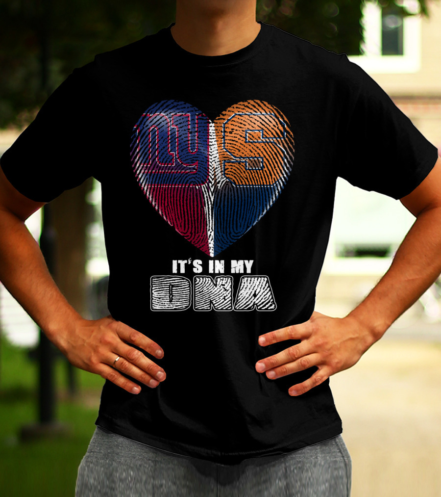 It's In My Dna New York Giants Syracuse Football Heart Fingerprint T-Shirt