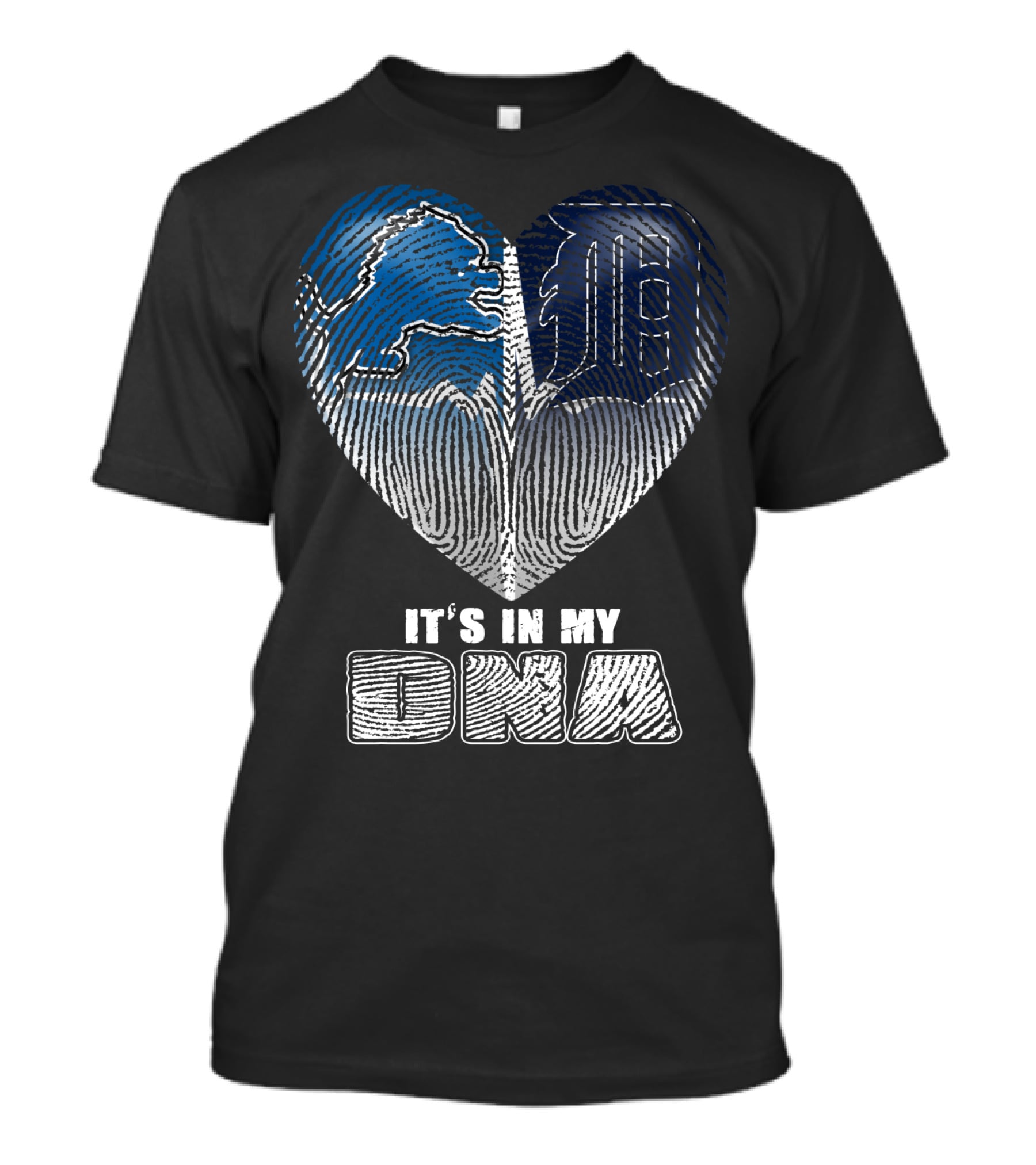 It's In My Dna Detroit Lions Tigers Heart Fingerprint T-Shirt