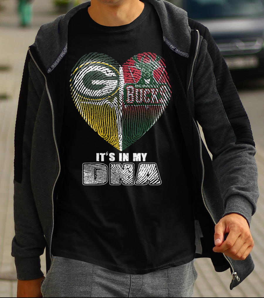 Green Bay Packers Milwaukee Bucks It's In My Dna T-Shirt