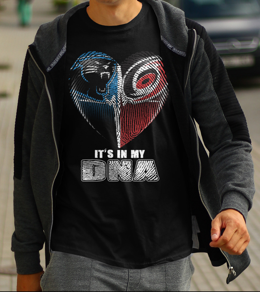 Carolina Panthers And Hurricanes It's In My Dna Heartprint T-Shirt