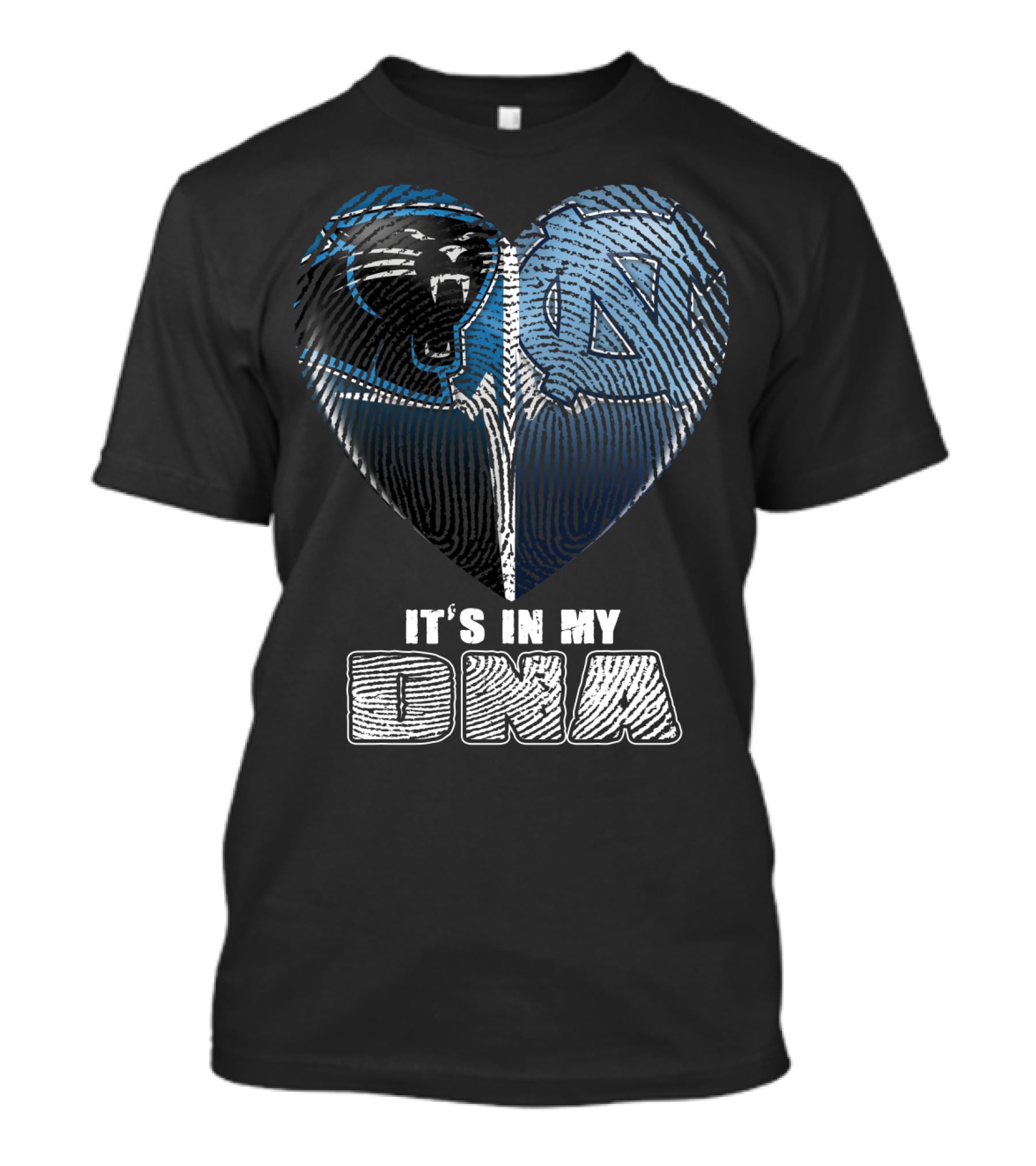 It's In My Dna Carolina Panthers North Carolina Tar Heels Heart Fingerprint T-Shirt