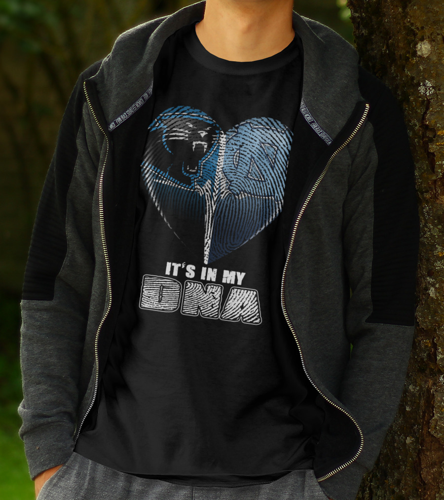 It's In My Dna Carolina Panthers North Carolina Tar Heels Heart Fingerprint T-Shirt