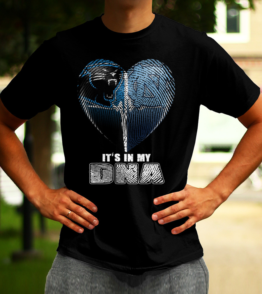 It's In My Dna Carolina Panthers North Carolina Tar Heels Heart Fingerprint T-Shirt
