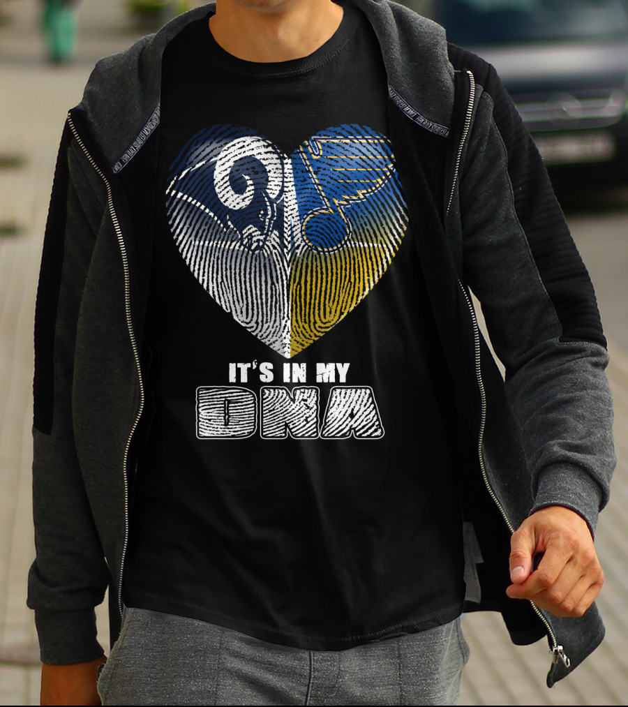 It's In My Dna Rams Blues Heart Fingerprint T-Shirt